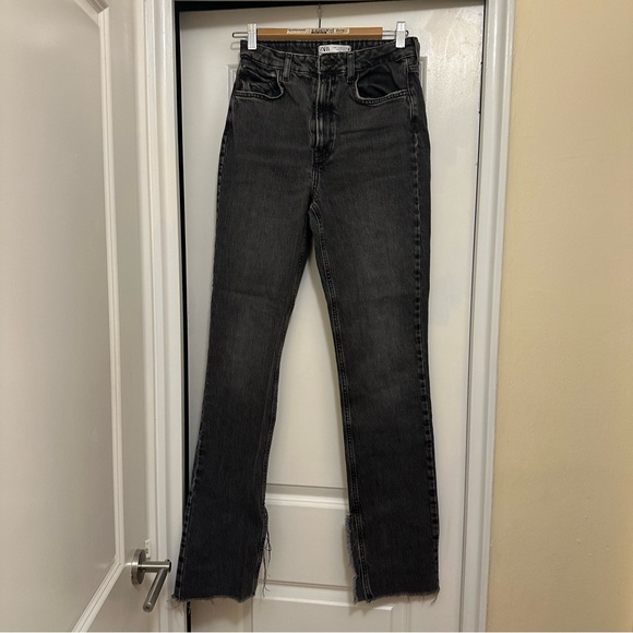 Zara flare grey jeans with hem slits - Picture 3 of 8